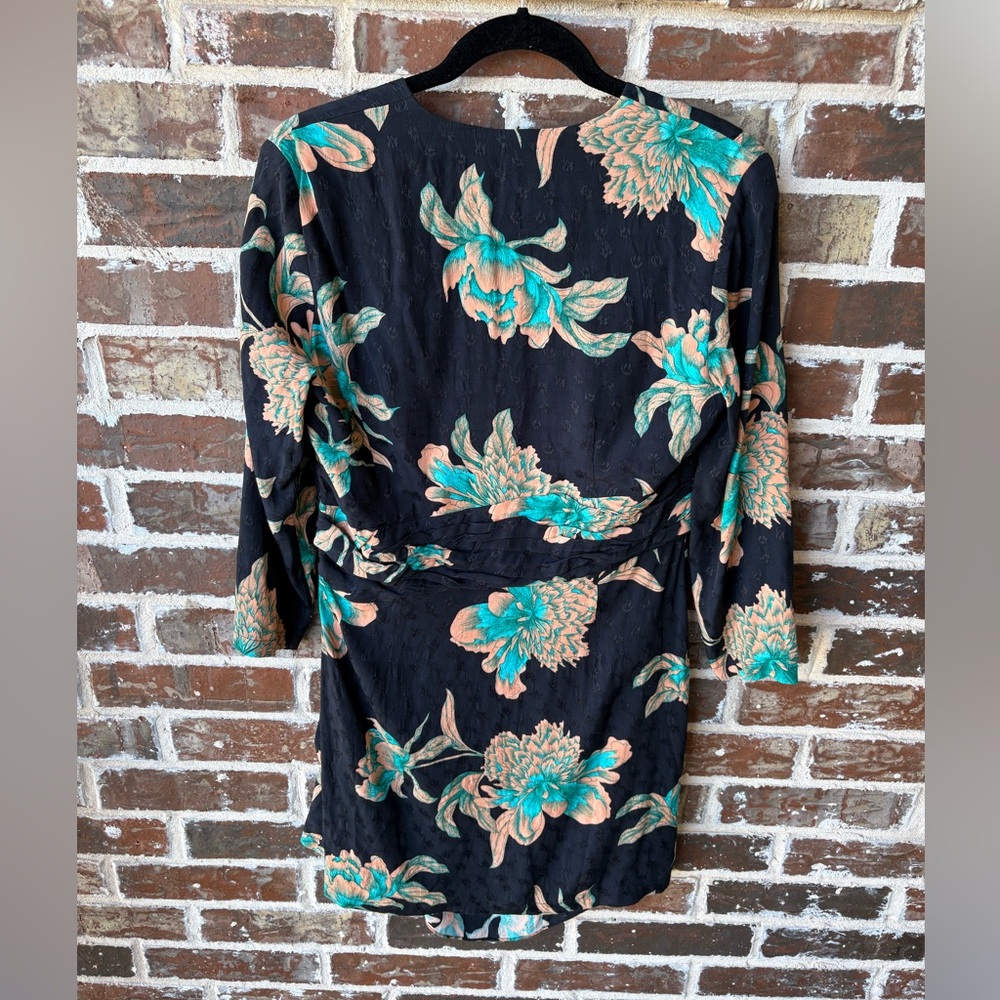 Sandro Bruni Asymmetric Floral Printed Mini Dress Size 6 - Picture 4 of 16